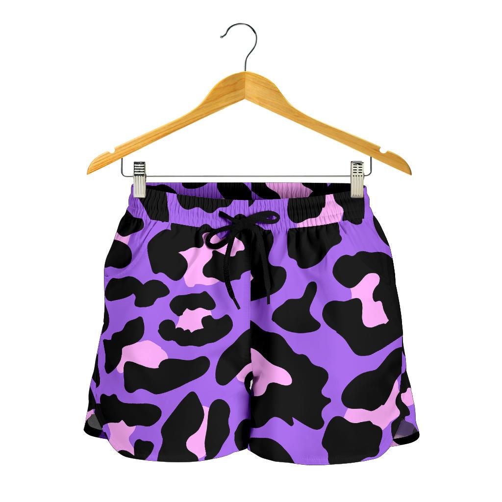 Cheetah Purple Neon Print Pattern Women Shorts-JTAMIGO.COM