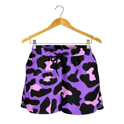 Cheetah Purple Neon Print Pattern Women Shorts-JTAMIGO.COM