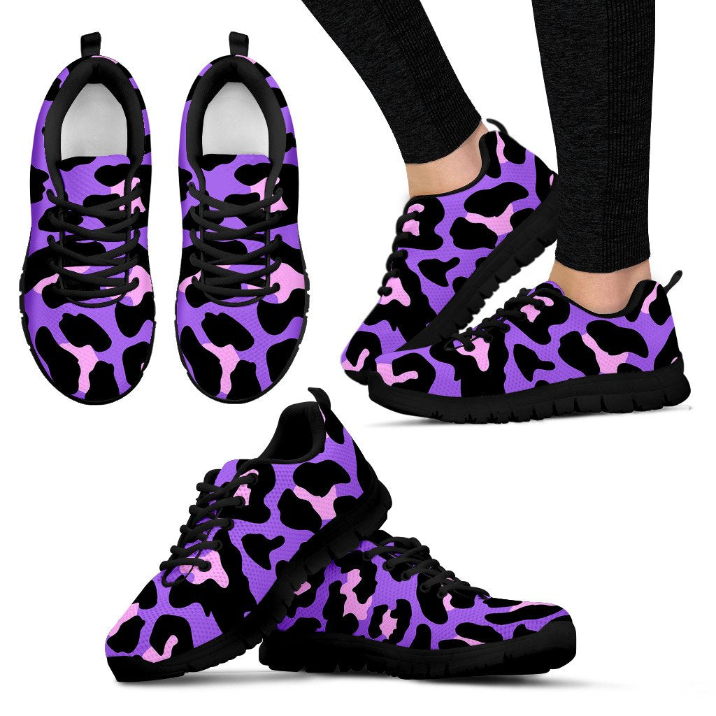 Cheetah Purple Neon Print Pattern Women Sneakers Shoes