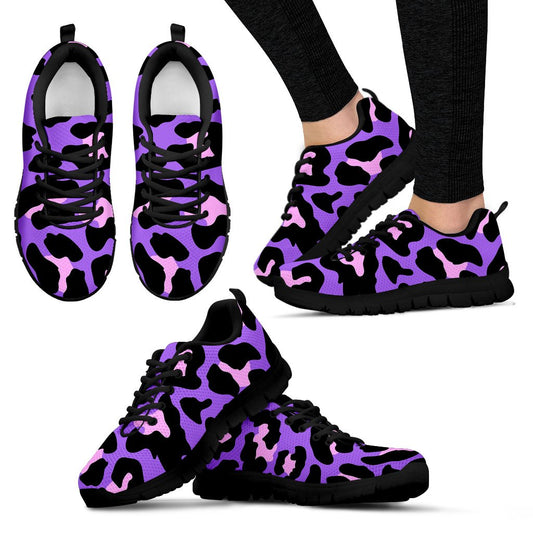 Cheetah Purple Neon Print Pattern Women Sneakers Shoes