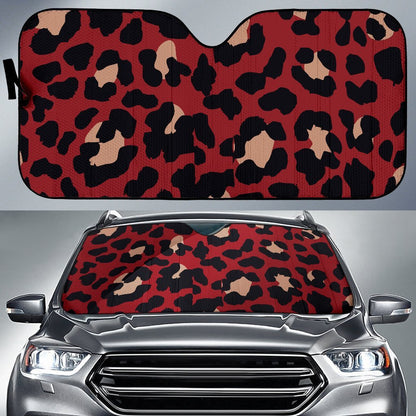 Cheetah Red Print Pattern Car Sun Shade For Windshield