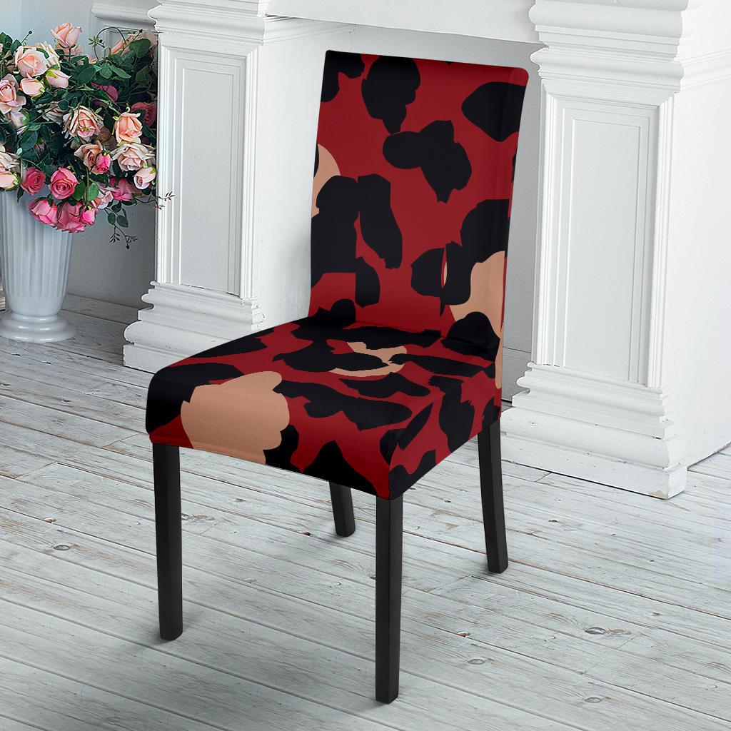 Cheetah Red Print Pattern Dinning Chair Slipper-JTAMIGO.COM
