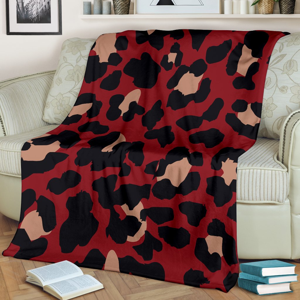 Cheetah Red Print Pattern Fleece Blanket