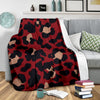 Cheetah Red Print Pattern Fleece Blanket