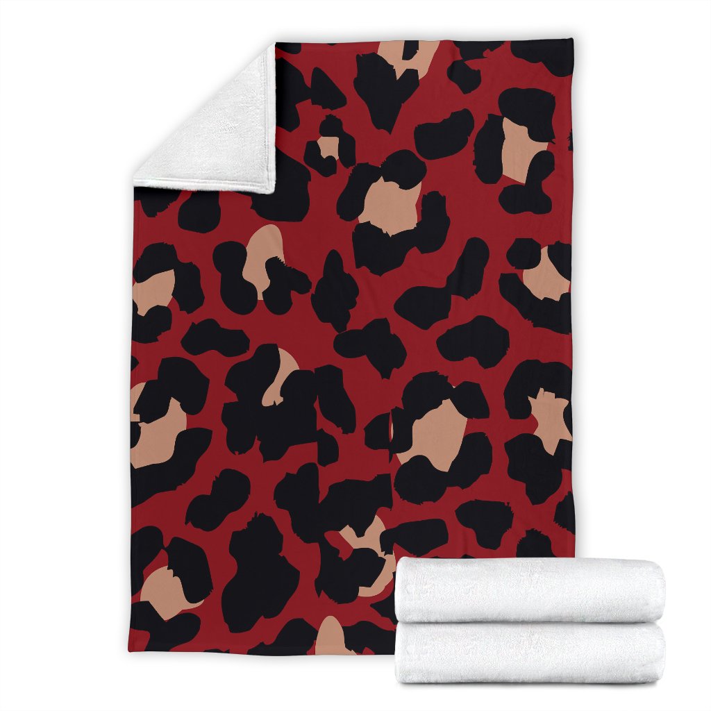 Cheetah Red Print Pattern Fleece Blanket