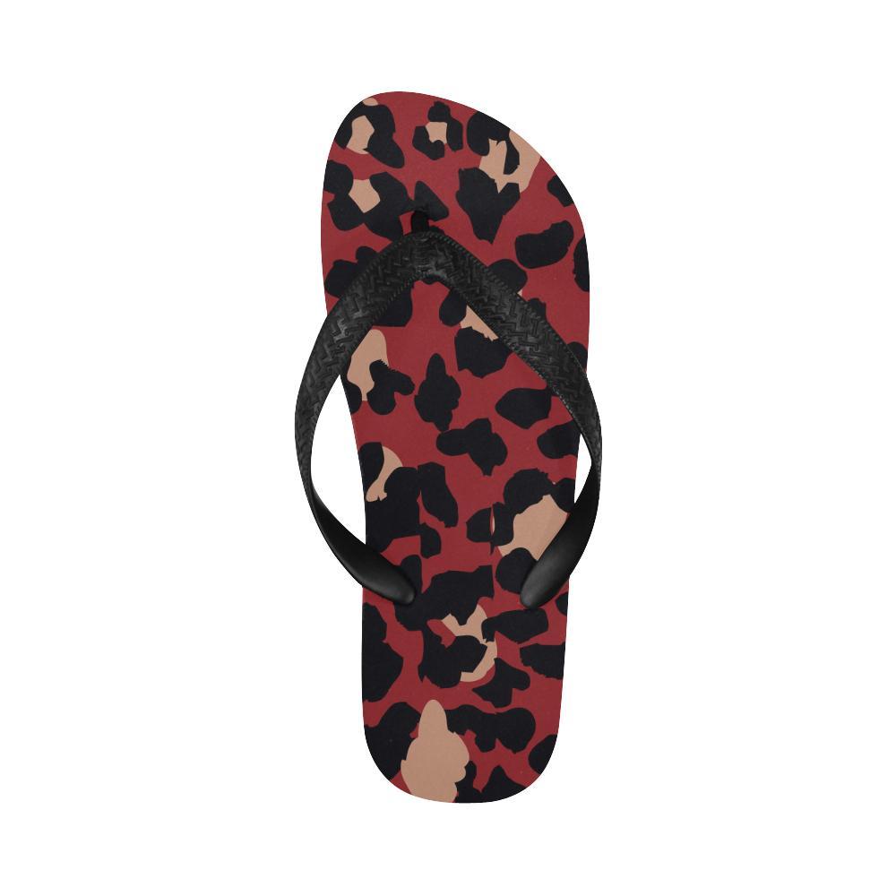 Cheetah Red Print Pattern Flip Flops-JTAMIGO.COM