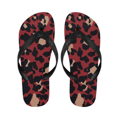 Cheetah Red Print Pattern Flip Flops-JTAMIGO.COM
