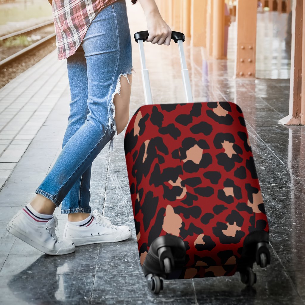 Cheetah Red Print Pattern Luggage Cover Protector