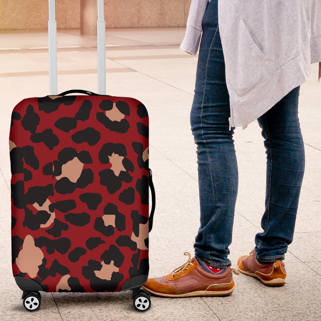 Cheetah Red Print Pattern Luggage Cover Protector