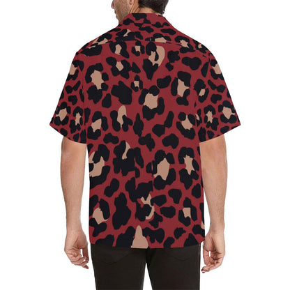 Cheetah Red Print Pattern Men Aloha Hawaiian Shirt