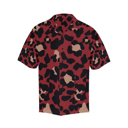 Cheetah Red Print Pattern Men Aloha Hawaiian Shirt