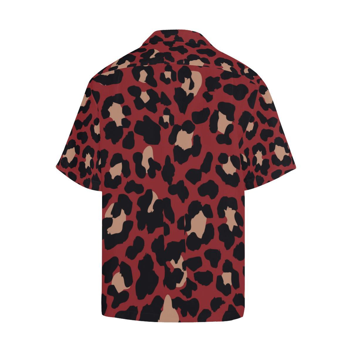 Cheetah Red Print Pattern Men Aloha Hawaiian Shirt