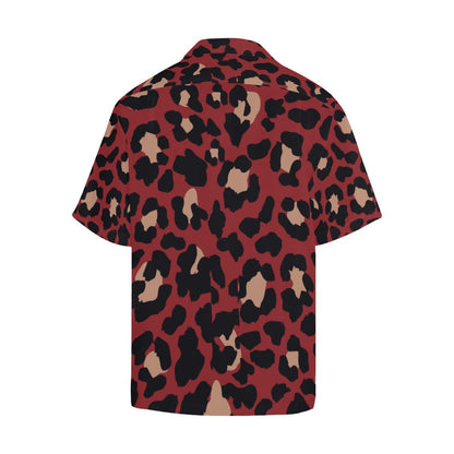 Cheetah Red Print Pattern Men Aloha Hawaiian Shirt