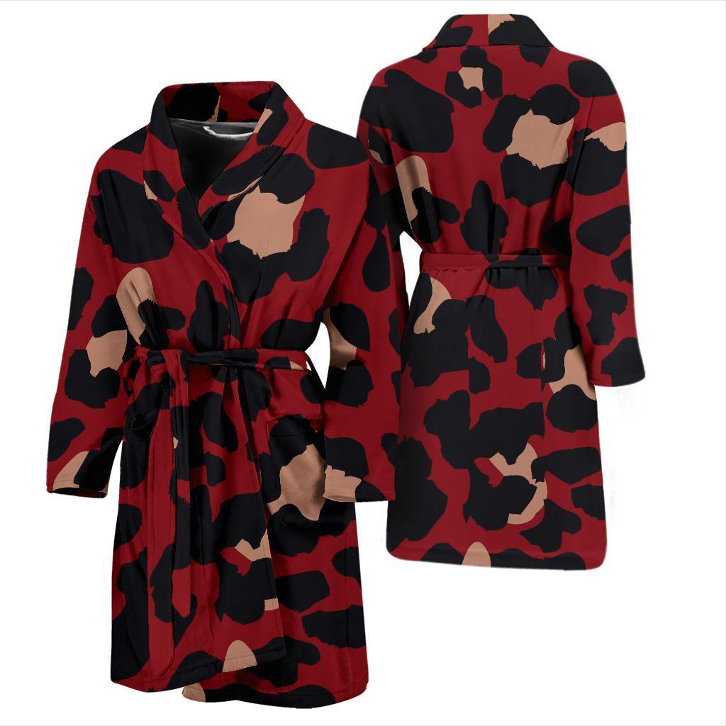 Cheetah Red Print Pattern Men Bath Robe-JTAMIGO.COM