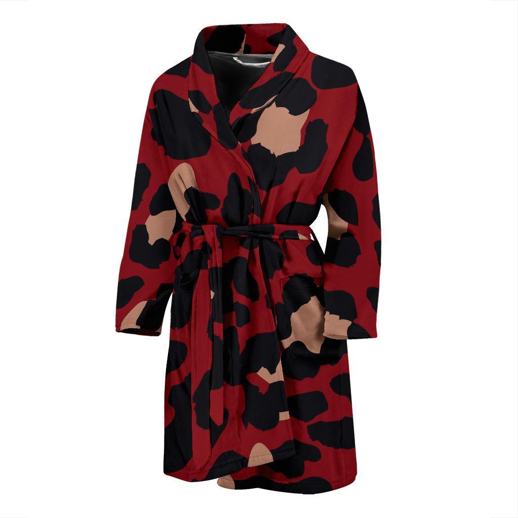 Cheetah Red Print Pattern Men Bath Robe-JTAMIGO.COM