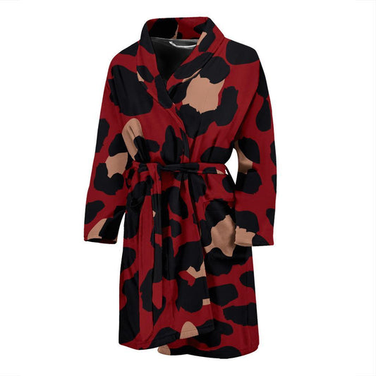 Cheetah Red Print Pattern Men Bath Robe-JTAMIGO.COM