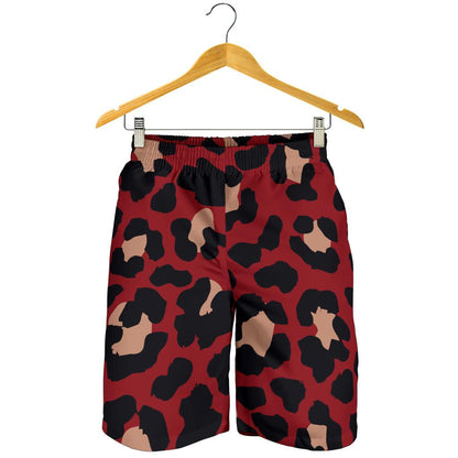 Cheetah Red Print Pattern Mens Shorts-JTAMIGO.COM
