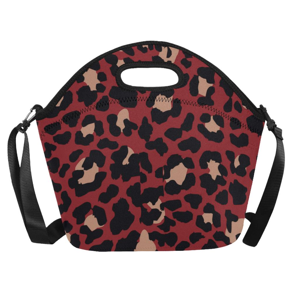Cheetah Red Print Pattern Neoprene Lunch Bag (Model 1669)(Large)-JTAMIGO.COM
