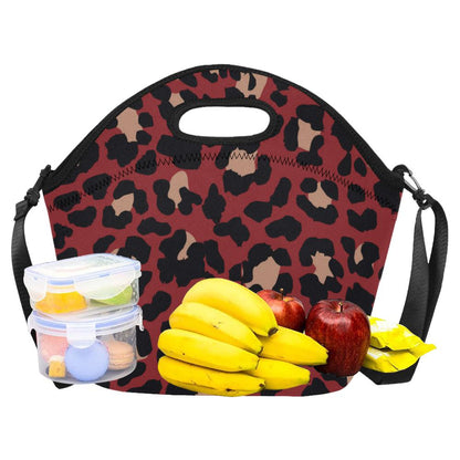 Cheetah Red Print Pattern Neoprene Lunch Bag (Model 1669)(Large)-JTAMIGO.COM