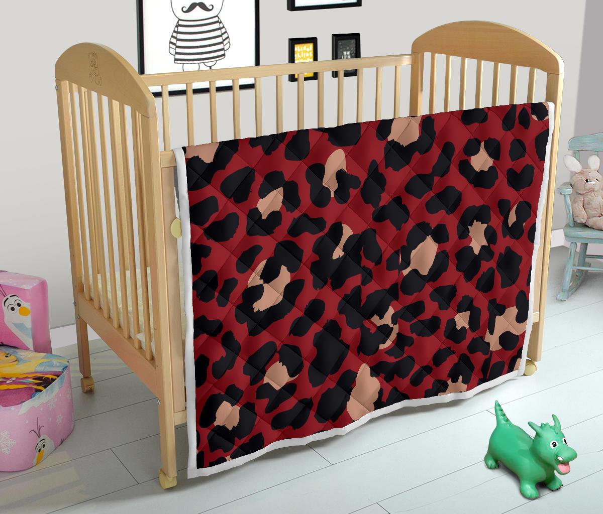 Cheetah Red Print Pattern Premium Quilt-JTAMIGO.COM