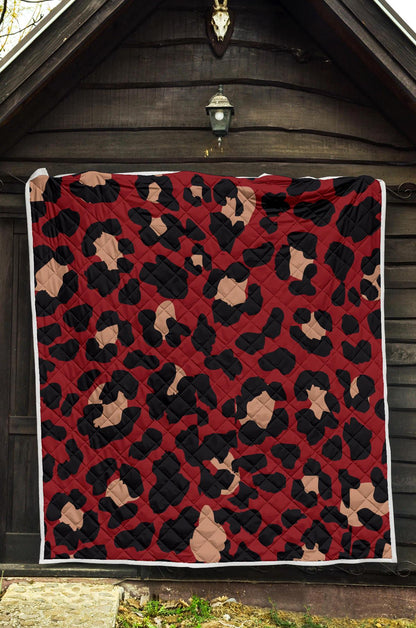 Cheetah Red Print Pattern Premium Quilt-JTAMIGO.COM