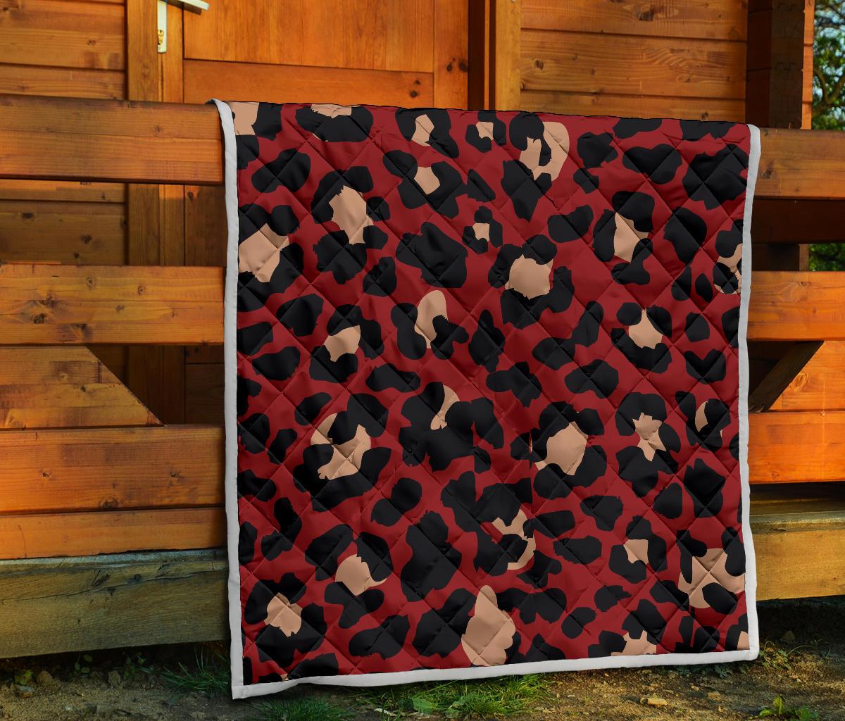 Cheetah Red Print Pattern Premium Quilt-JTAMIGO.COM