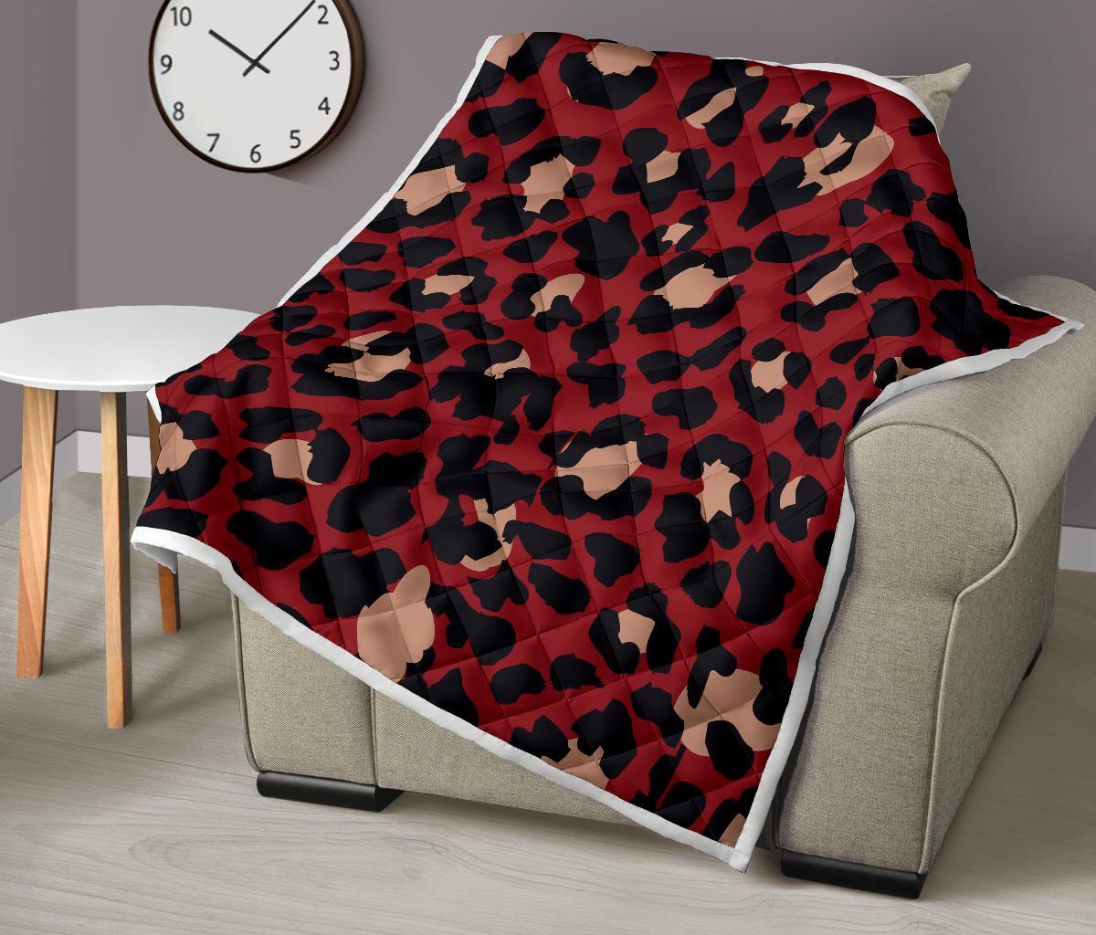 Cheetah Red Print Pattern Premium Quilt-JTAMIGO.COM