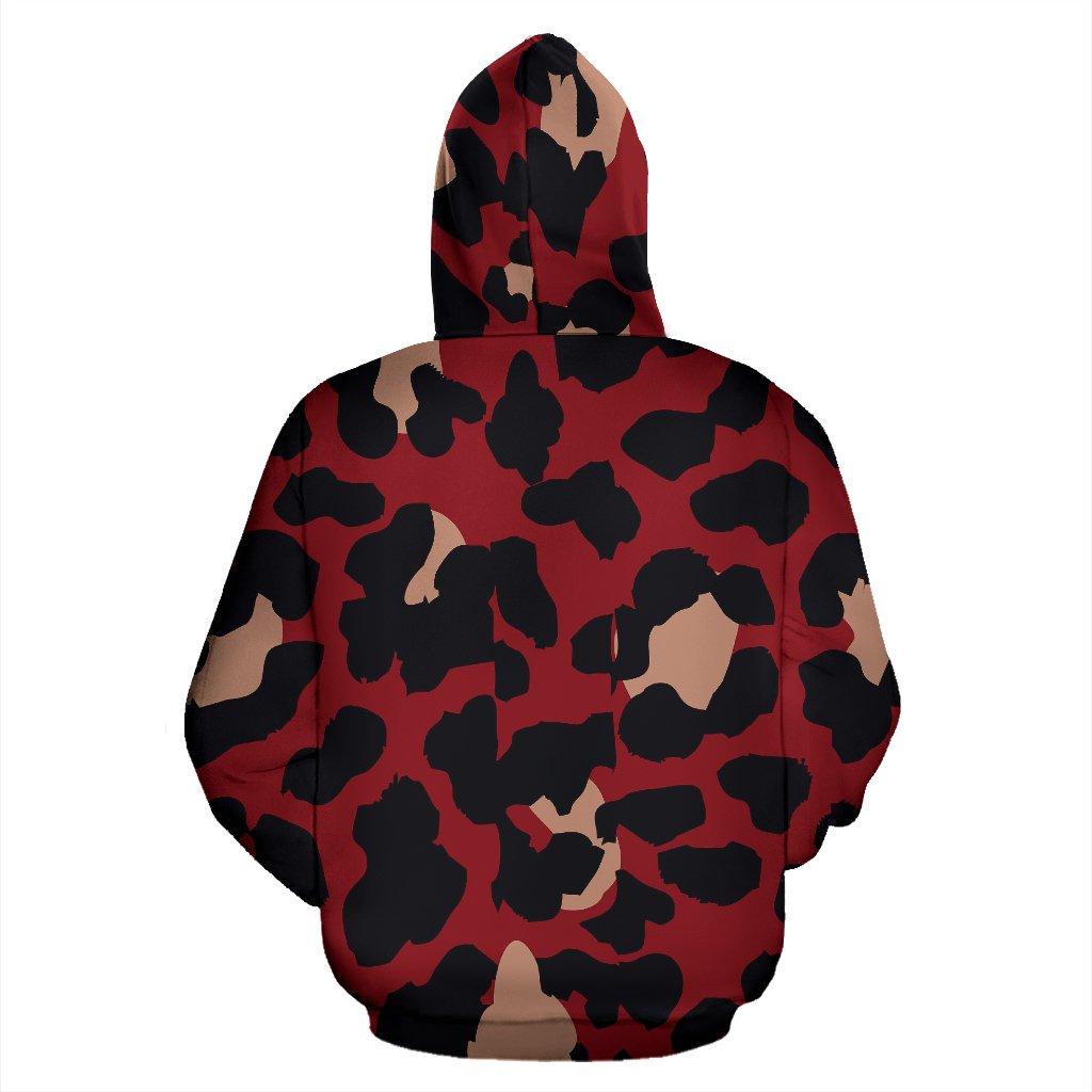 Cheetah Red Print Pattern Pullover Hoodie