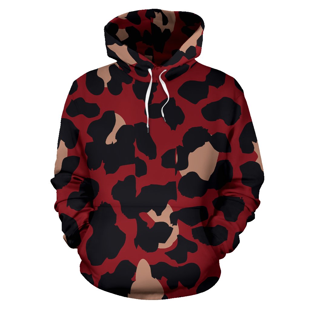 Cheetah Red Print Pattern Pullover Hoodie