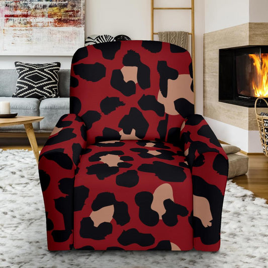 Cheetah Red Print Pattern Single Sofa Slipcover -JTAMIGO.COM
