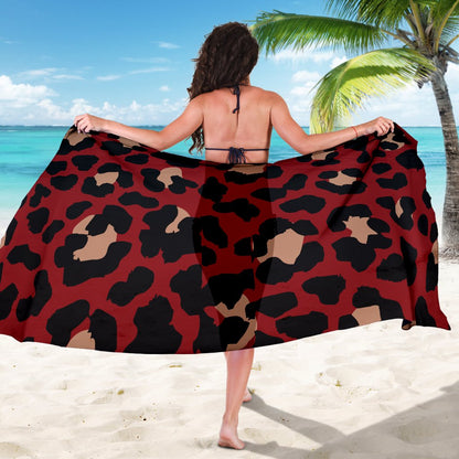 Cheetah Red Print Pattern Sarong Pareo Wrap