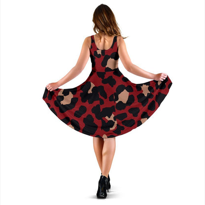 Cheetah Red Print Pattern Sleeveless Dress
