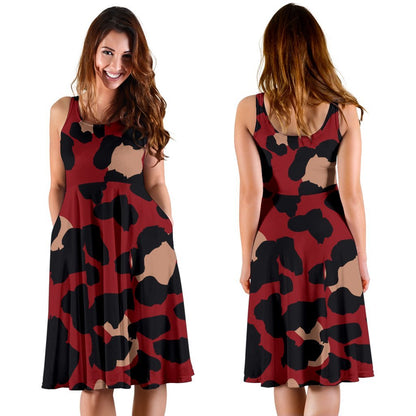 Cheetah Red Print Pattern Sleeveless Dress