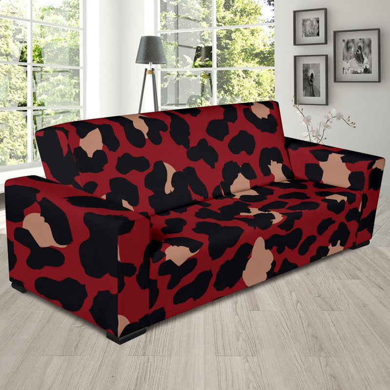 Cheetah Red Print Pattern Sofa Slipcover-JTAMIGO.COM