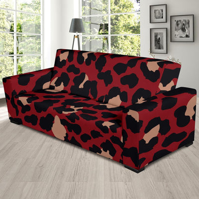 Cheetah Red Print Pattern Sofa Slipcover-JTAMIGO.COM