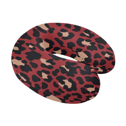 Cheetah Red Print Pattern U-Shaped Travel Neck Pillow-JTAMIGO.COM