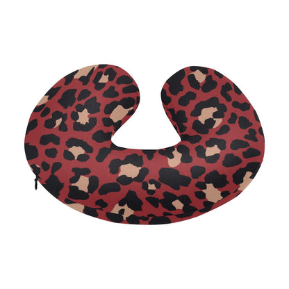 Cheetah Red Print Pattern U-Shaped Travel Neck Pillow-JTAMIGO.COM