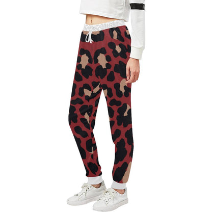Cheetah Red Print Pattern Unisex Casual Sweatpants (Model L11)-JTAMIGO.COM
