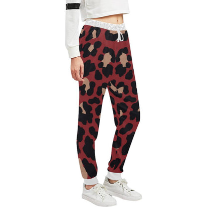 Cheetah Red Print Pattern Unisex Casual Sweatpants (Model L11)-JTAMIGO.COM