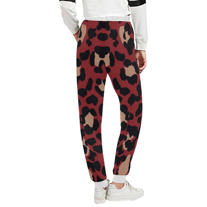 Cheetah Red Print Pattern Unisex Casual Sweatpants (Model L11)-JTAMIGO.COM