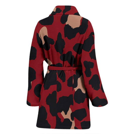 Cheetah Red Print Pattern Women Bath Robe-JTAMIGO.COM