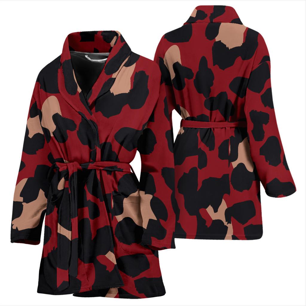 Cheetah Red Print Pattern Women Bath Robe-JTAMIGO.COM