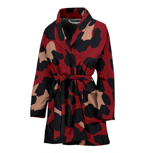 Cheetah Red Print Pattern Women Bath Robe-JTAMIGO.COM