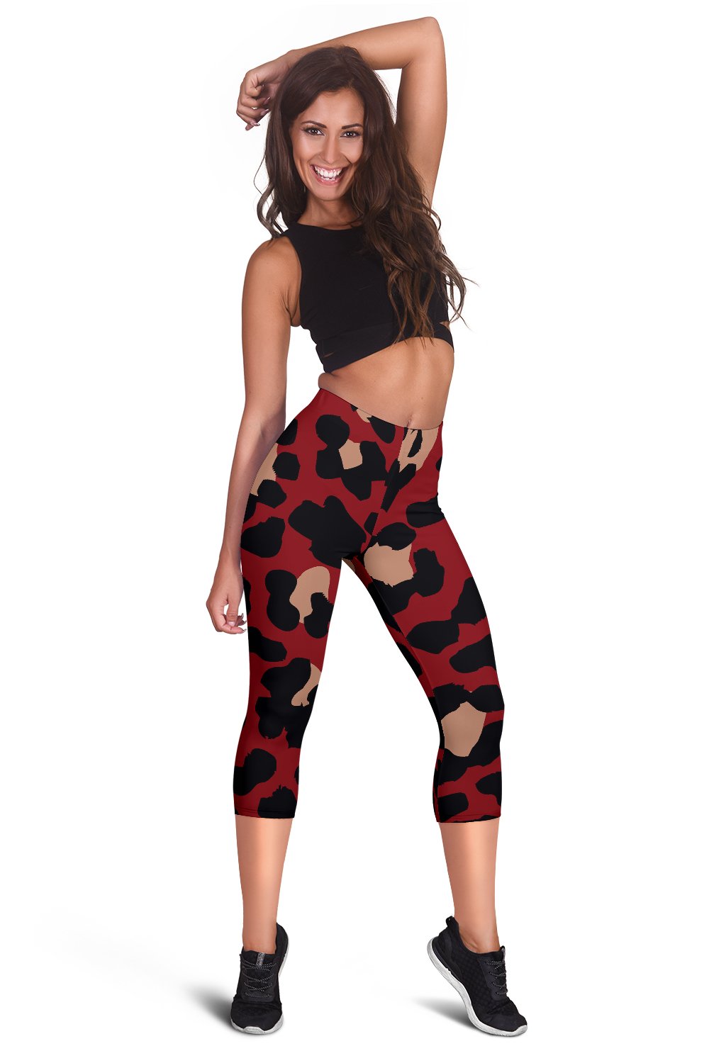 Cheetah Red Print Pattern Women Capris