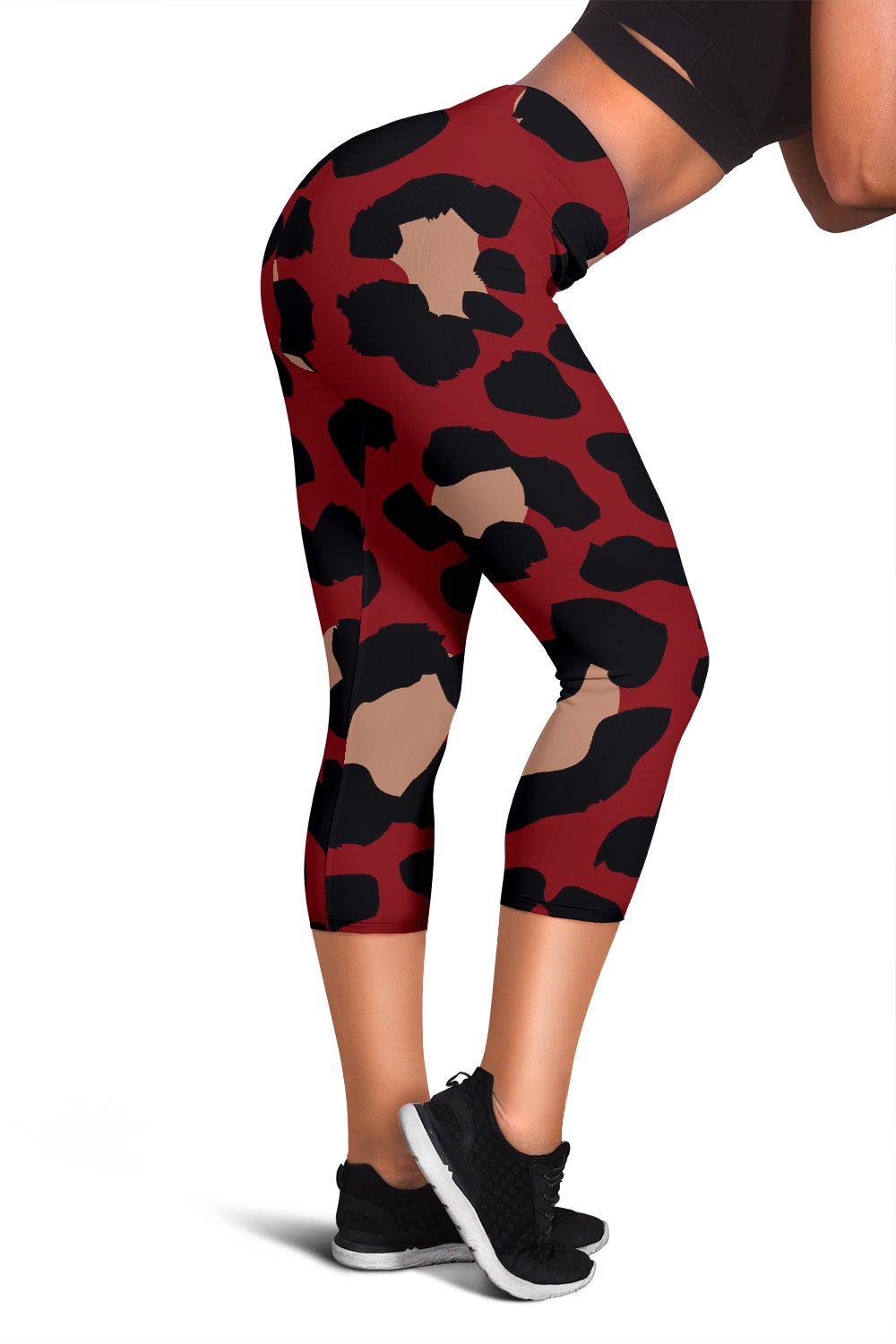 Cheetah Red Print Pattern Women Capris