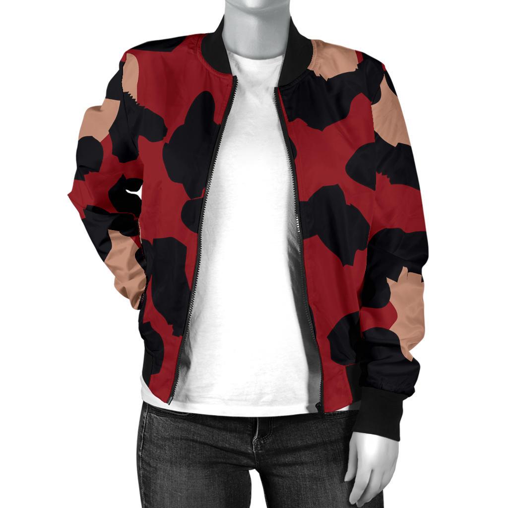 Cheetah Red Print Pattern Women Casual Bomber Jacket