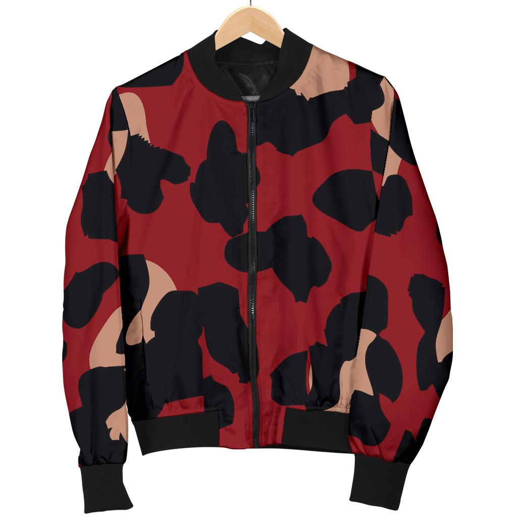 Cheetah Red Print Pattern Women Casual Bomber Jacket