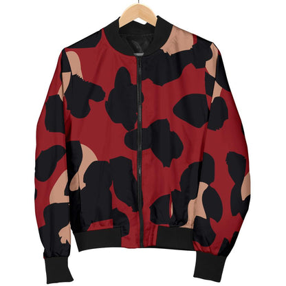 Cheetah Red Print Pattern Women Casual Bomber Jacket