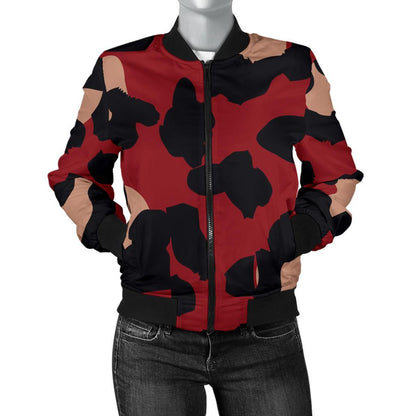 Cheetah Red Print Pattern Women Casual Bomber Jacket