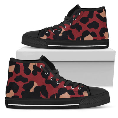 Cheetah Red Print Pattern Women High Top Shoes